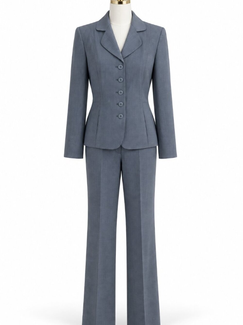Ellen Tracy Slate Blue/grey heather  Pantsuit — Jacket 4 Pants 6 Five-Button